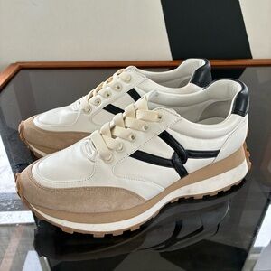 Chic White and Tan Women's Sneakers